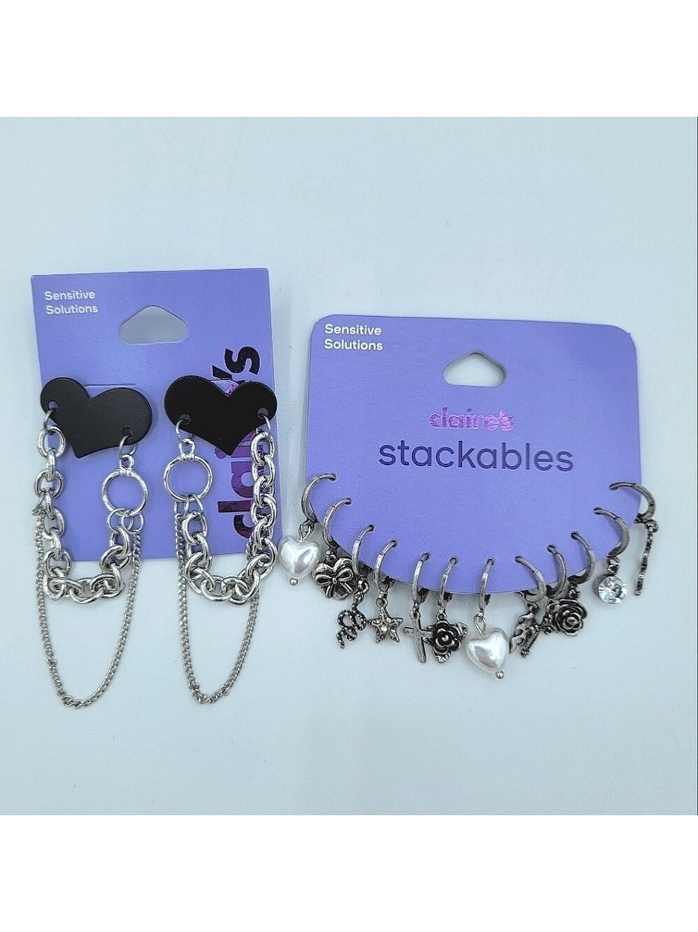 Claire's Silver Earrings Set NEW #0006